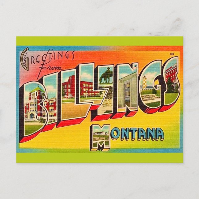 Retro Billings MT Gruß Postkarte (Vorderseite)