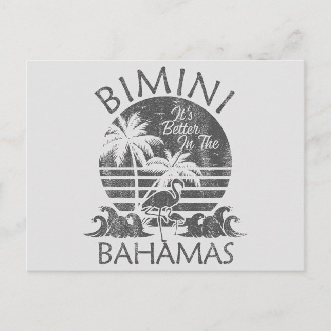 Retro Bimini Bahamas Postkarte Schifffahrt (Vorderseite)
