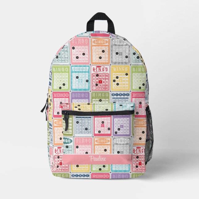 Retro Bingo Bedruckter Rucksack (Vorderseite)