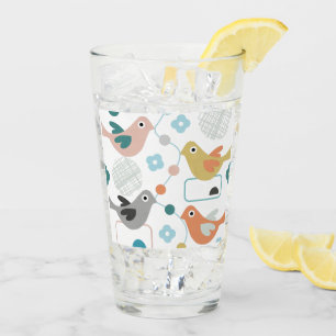 Retro Birds Blume Niedlich Modernes Mittelalter Glas