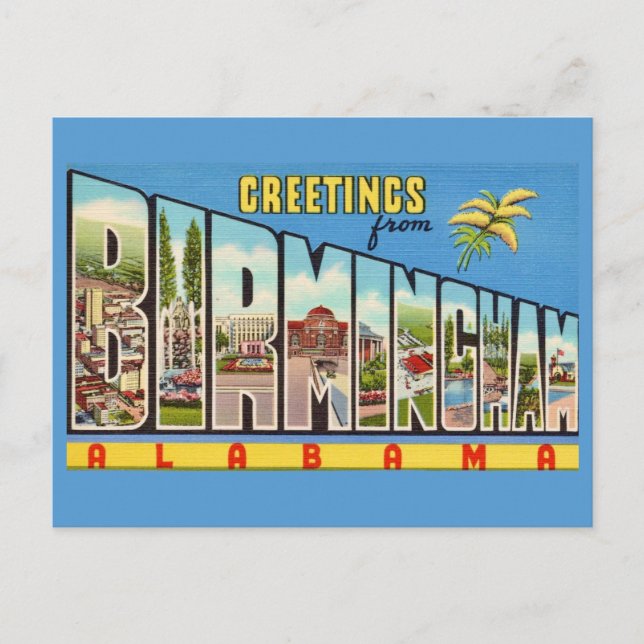 Retro Birmingham AL Gruß Postkarte (Vorderseite)