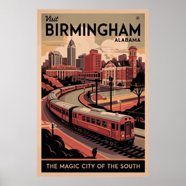 Retro Birmingham, Alabama Travel Poster (Vorne)