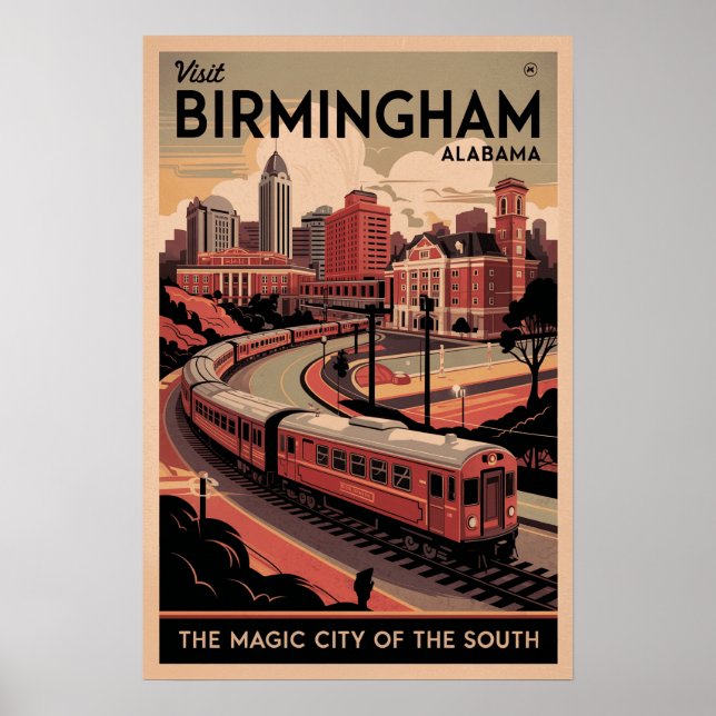Retro Birmingham, Alabama Travel Poster (Vorne)