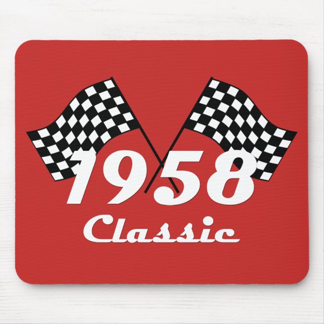 Retro Birthday 1958 Classic Checked Race Flag Mousepad (Vorne)