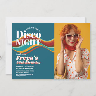 Retro Birthday 60er 70er 80er Disco Vintages Foto Einladung