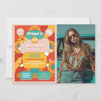 Retro Birthday 60er 70er 80er Music Vintag Party Einladung