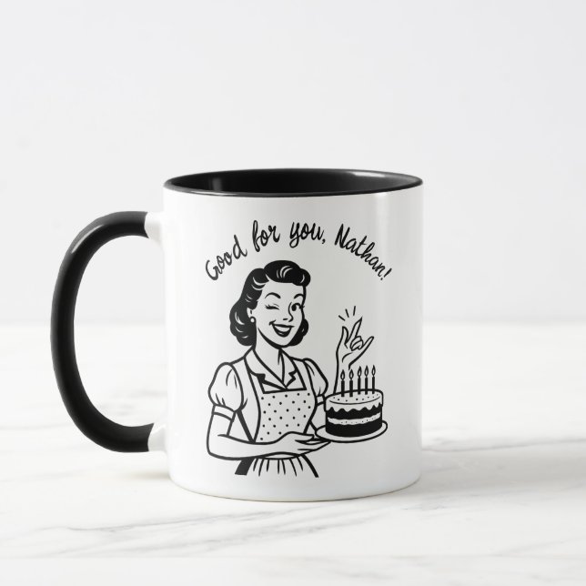 Retro Birthday Cake Personalisierter Kaffee Tasse (Links)