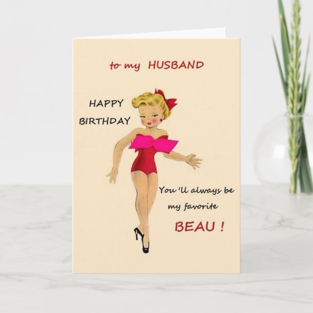 Retro Birthday Card für Ehemann Karte (Vorderseite)