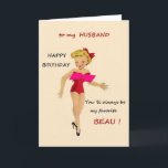 Retro Birthday Card für Ehemann Karte<br><div class="desc">Retro / Vintage Geburtstagskarte für Ehemann. Zu meinem Ehemann: Zum Geburtstag viel Glück,  Du wirst immer mein Lieblingsbeau sein!</div>