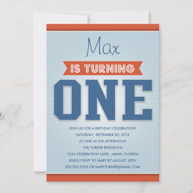 RETRO BIRTHDAY | ERSTER GEBURTSTAG EINLADUNG (Vorderseite)