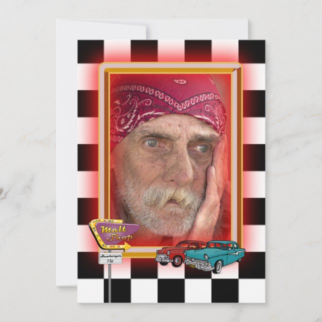 Retro Birthday Foto Einladung (Vorderseite)