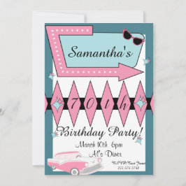 Retro Birthday in jedem Alter der 1950er Jahre Einladung