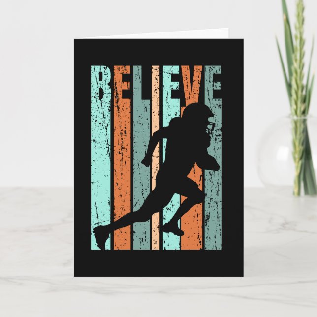 Retro Birthday Mens American Football Orange Green Karte (Vorderseite)