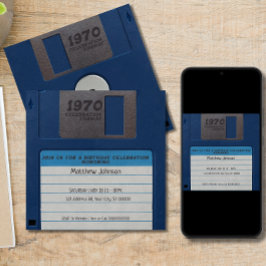 Retro Birthday Party, Diskette Einladung