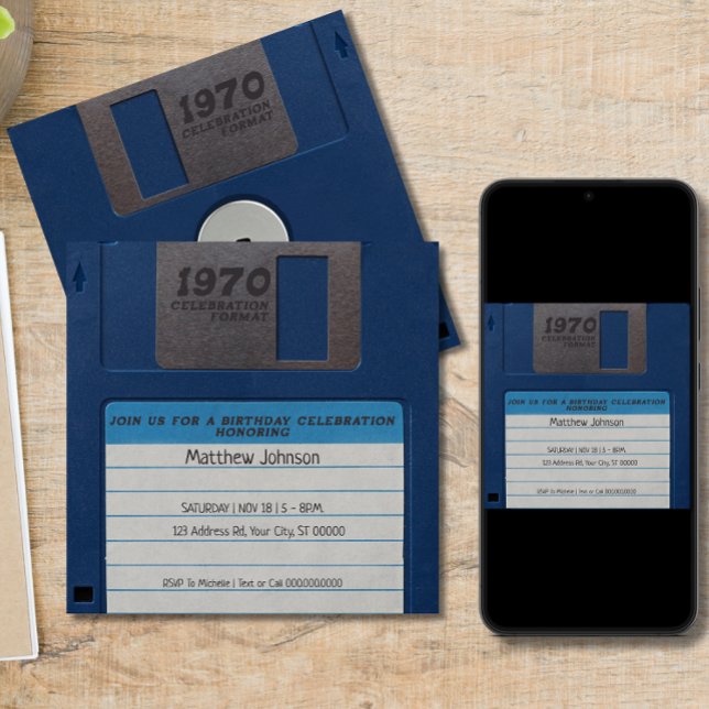Retro Birthday Party, Diskette Einladung (Von Creator hochgeladen)