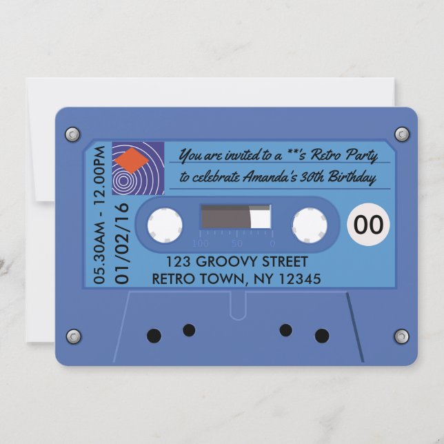 Retro Birthday Party Personalisiert Einladung (Vorderseite)