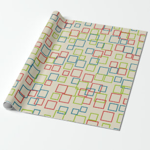 Retro Birthday Party Squares Wrapping Paper Geschenkpapier