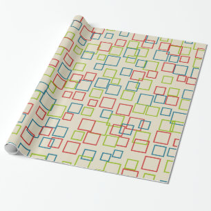 Retro Birthday Party Squares Wrapping Paper Geschenkpapier