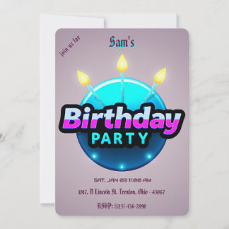 Retro Birthday Party über Lila Einladung
