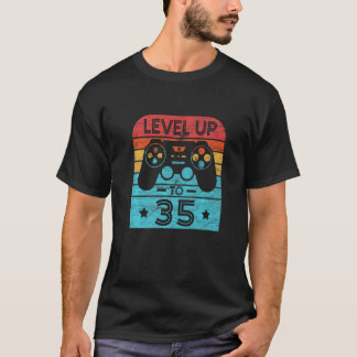 Retro Birthday Video Game 35 Jahre alter Gamer Lev T-Shirt