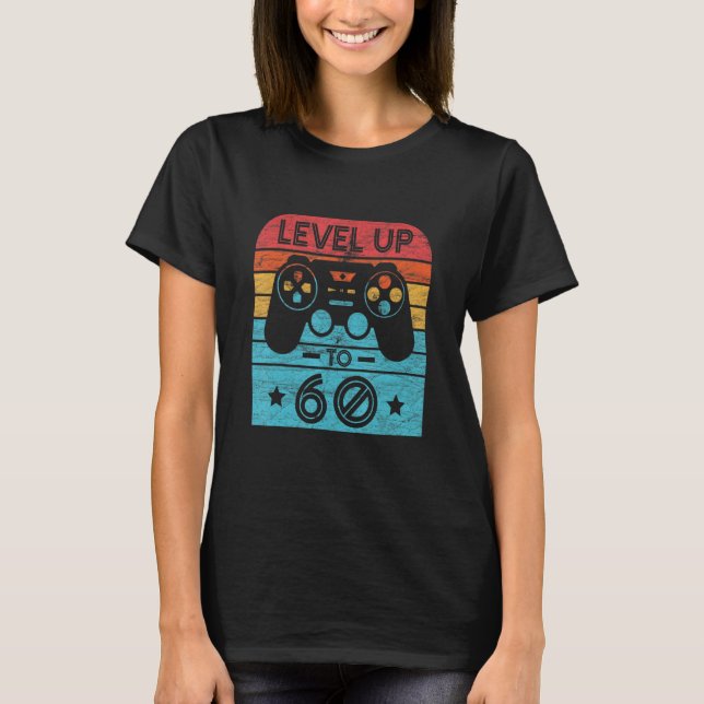 Retro Birthday Video Game 60 Jahre alt Gamer Level T-Shirt (Vorderseite)