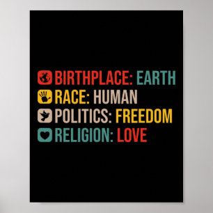 Retro Birthplace Earth Race Menschliche Politik Fr Poster