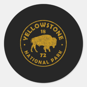 Retro Bison Yellowstone Nationalpark 1872 Wandern  Runder Aufkleber