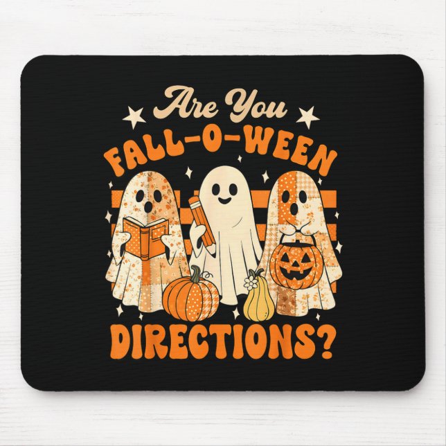 Retro Bist du Fall O Ween Richtungen Lehrer Hallo Mousepad (Vorne)