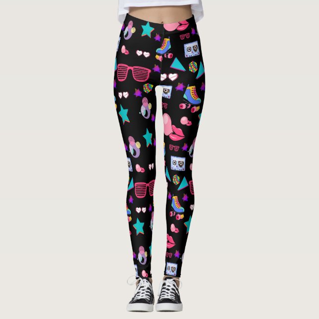Retro black 80s Costume Vibrant culture pop Leggings (Vorderseite)