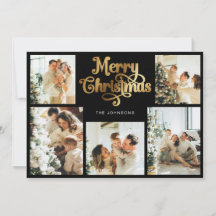 Retro Black and Gold Frohe Weihnachtsfamilie Foto