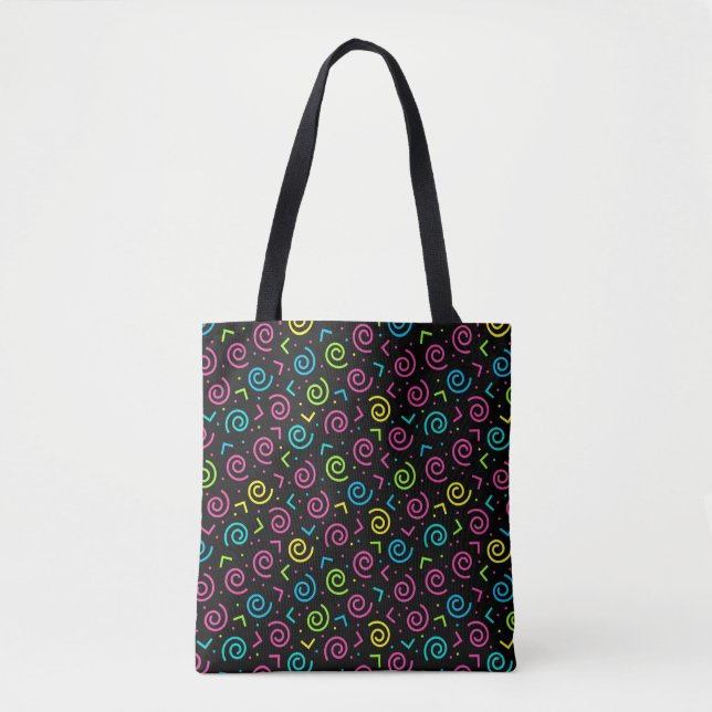 Retro Black and Neon Doodle Pattern der 80er/90er  (Vorderseite)