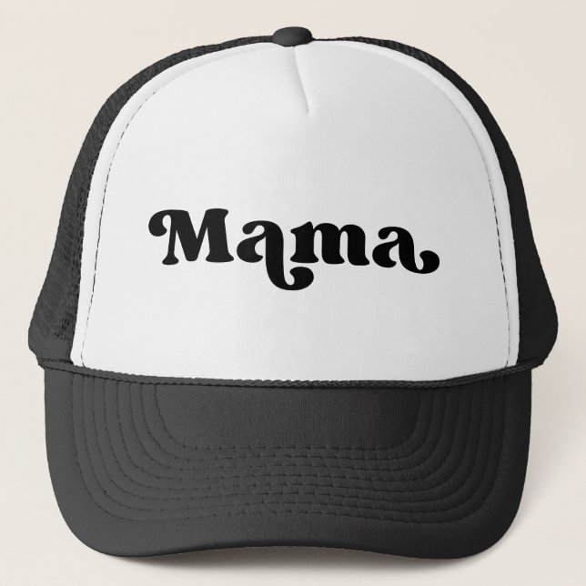 Retro Black and White American Mama Nickname Mama Truckerkappe (Vorderseite)