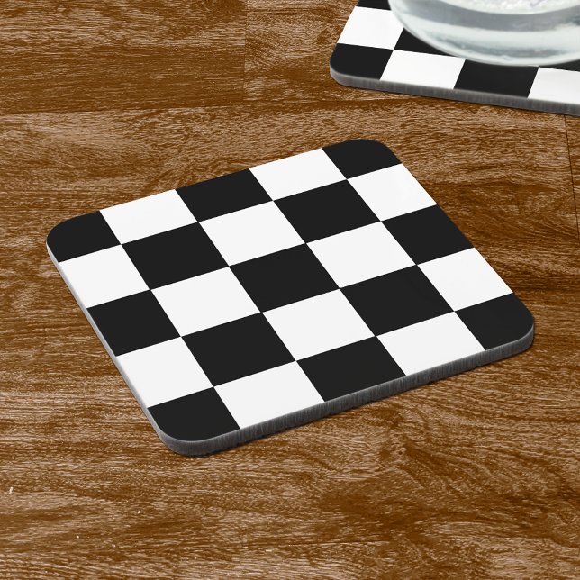 Retro Black and White Checkerboard Drinks Coasters Untersetzer (Von Creator hochgeladen)