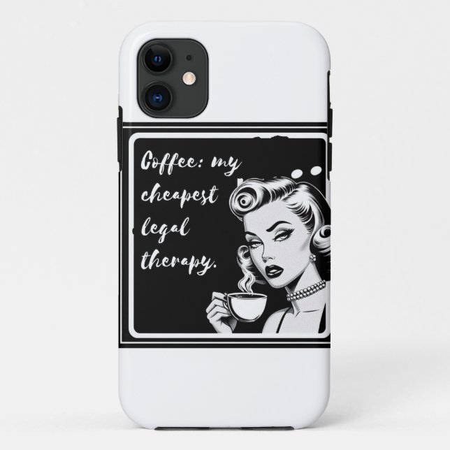 Retro black and white design with the phrase “Coff Case-Mate iPhone Hülle (Rückseite)