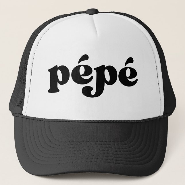 Retro Black and White Grandpa French Pepe Truckerkappe (Vorderseite)