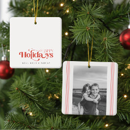 Retro Black and White Sibling Christmas Holiday Keramikornament