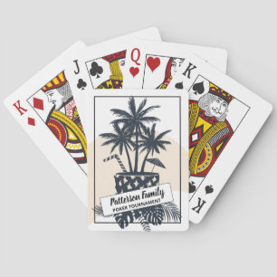 Retro Black and White Tropical Drinks Family Poker Spielkarten