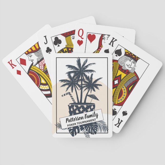 Retro Black and White Tropical Drinks Family Poker Spielkarten (Rückseite)