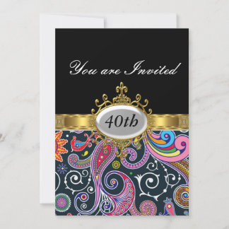 Retro Black Birthday Party Glamour Einladung