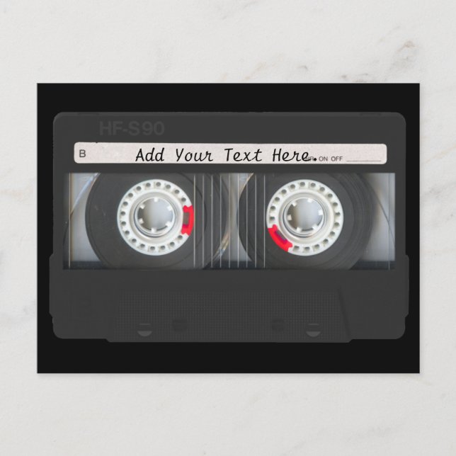 Retro Black Cassette Tape Postkarte (Vorderseite)