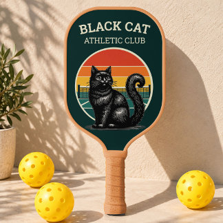 Retro Black Cat Athletic Club Vintage Pickleball Schläger
