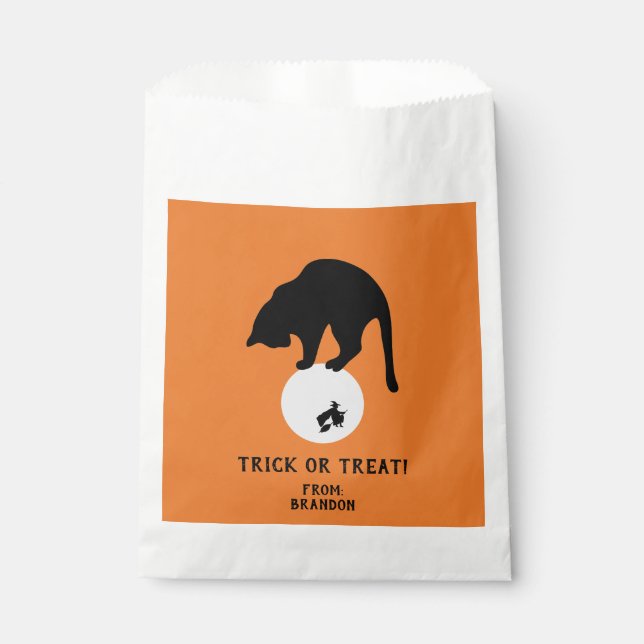 Retro Black Cat auf dem MondHalloween Geschenktütchen (Vorderseite)