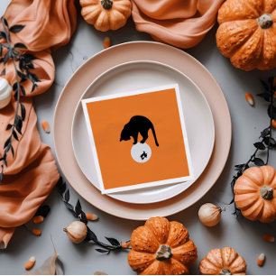 Retro Black Cat auf dem MondHalloween Serviette