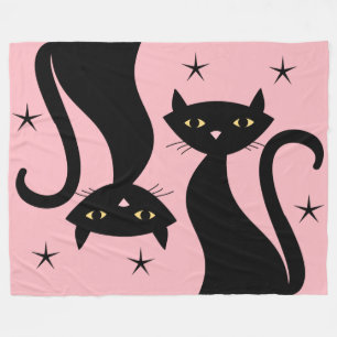 Retro Black Cat Fleecedecke
