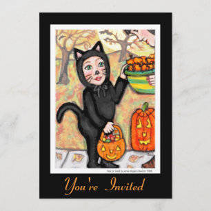 Retro Black Cat Halloween Kostümeinladung Einladung
