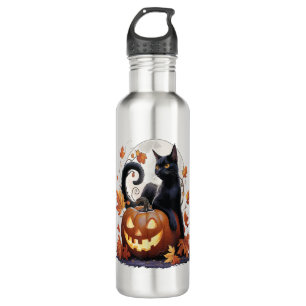 Retro Black Cat Halloween Moon Kostüm Beängstigend Edelstahlflasche