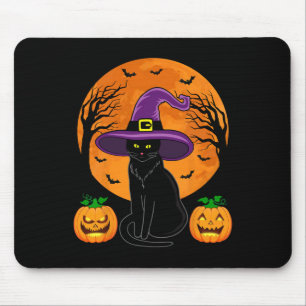 Retro Black Cat Halloween Pumpkin Kostüm Frauen Ki Mousepad
