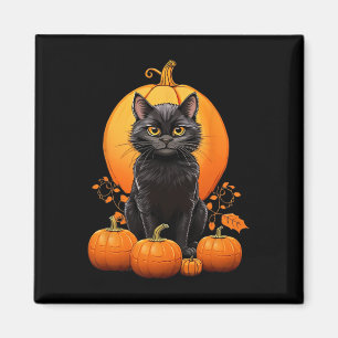 Retro Black Cat Halloween Pumpkleider Kostüm für F Magnet