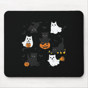 Retro Black Cat Halloween Pumpkleider Kostüm für F Mousepad