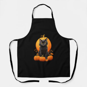 Retro Black Cat Halloween Pumpkleider Kostüm für F Schürze